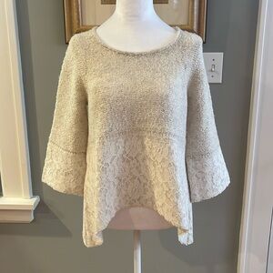 Lace and wool cream sweater